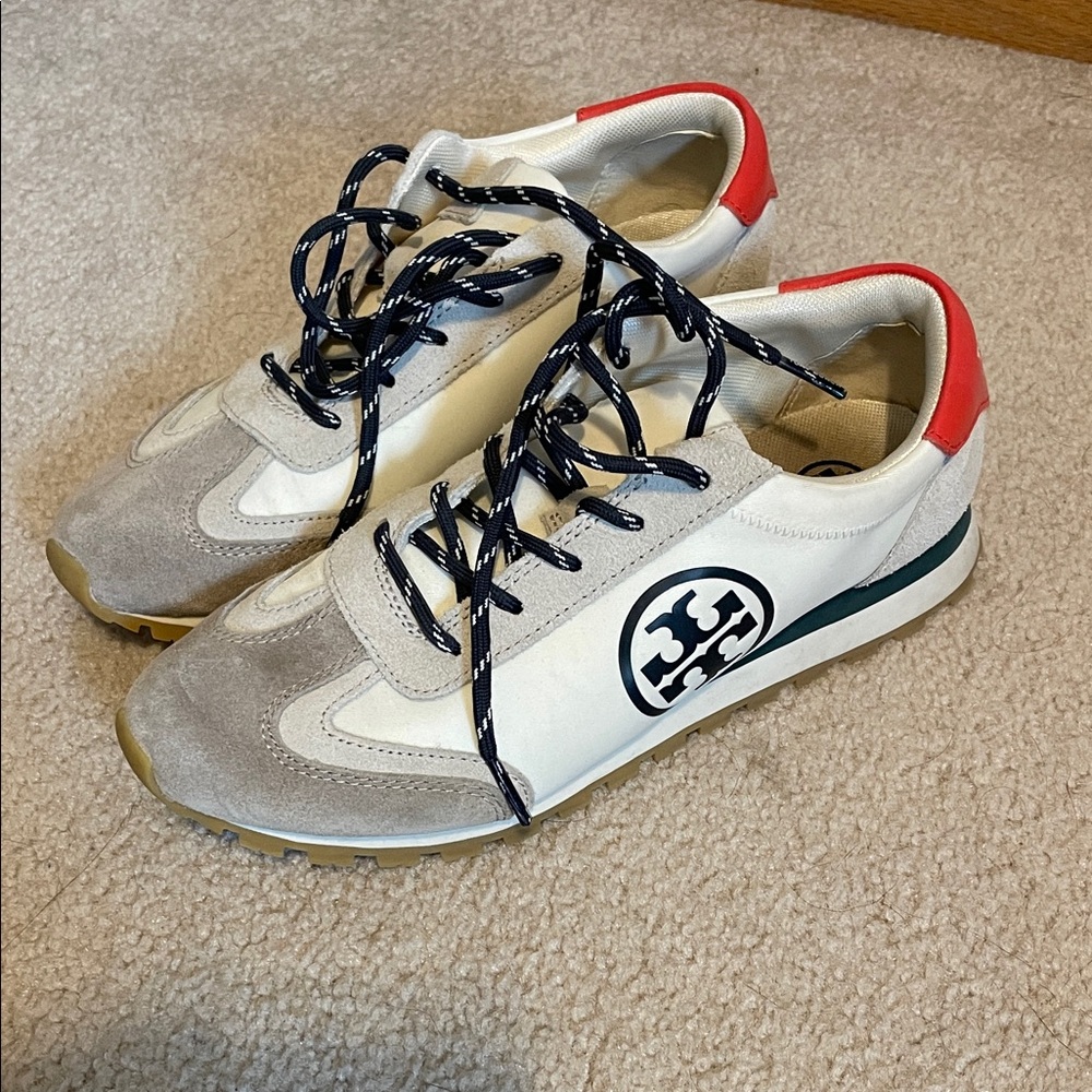 Tory Burch White and Red Sneakers